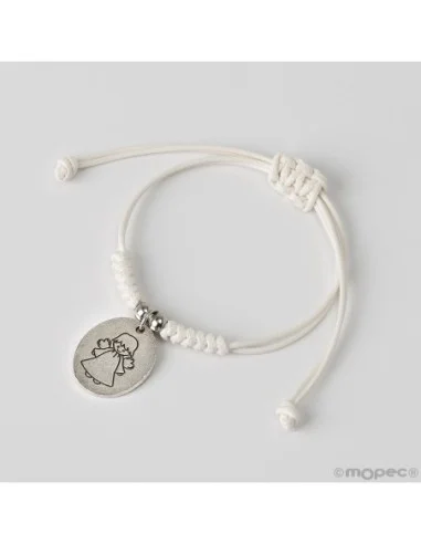 Pulsera Cordón Marfil Medalla Ángel de la Guarda