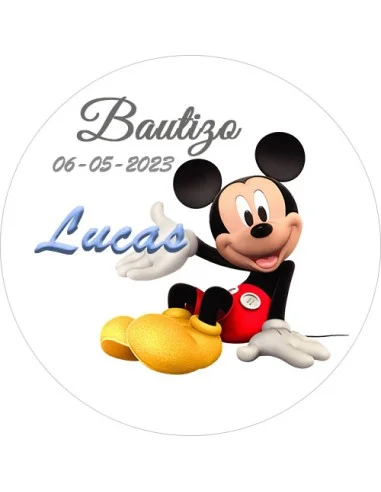 Etiqueta de Bautizo - Mickey Mouse