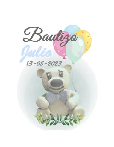 Etiqueta de Bautizo - Osito Gris