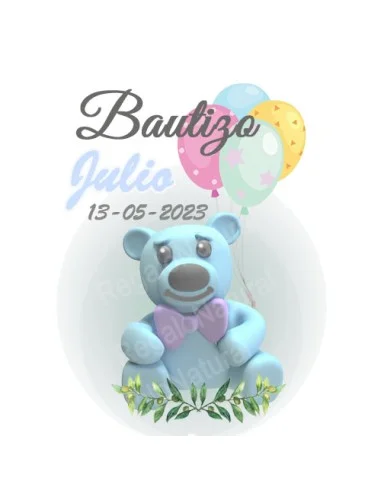 Etiqueta de Bautizo - Osito Azul