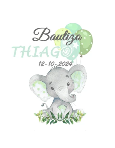 Etiqueta de Bautizo - Elefante Verde